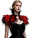 Produktbild keland Gothic Feder Shrug Schal Umhang Bolero Schultertuch Schulterumhang Federumhang Federkragen Gothic Kragen Halloween Cosplay Kostüm (Rot)