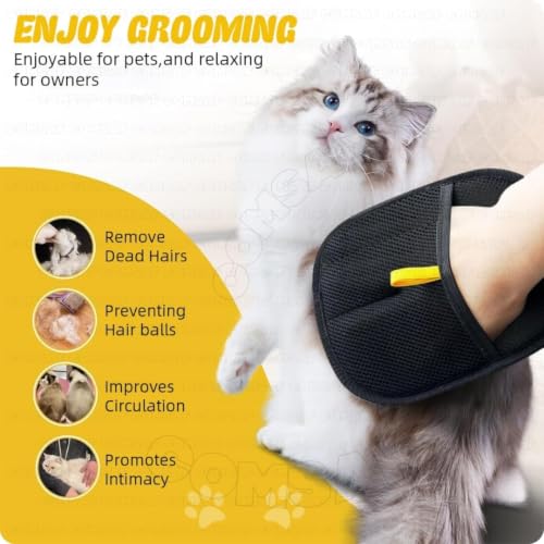 Image of ComSaf Pet Hair Removal Gloves, Static-Enhanced Pet Hair Removal Mitt [1 Pcs], Reusable Grooming Mitt Cleaning Glove for Furniture, Carpets, Car Seats & Gentle Massage for Dogs Cats (23.5x18cm)