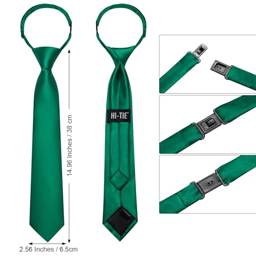 Image of Hi-Tie Pretied Boys Ties Solid Color Kids Adjustable Necktie Lapel Pin Clip Set Age 8-12 Wedding School Graduation