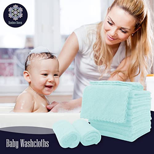 Image of 16 Pack Baby Washcloths - Luxury Coral Fleece - Extra Absorbent and Soft Wash Clothes for Newborns, Infants and Toddlers - Suitable for Sensitive Skin and New Born-Baby Shower-Frozen Blue,10x10 Inch