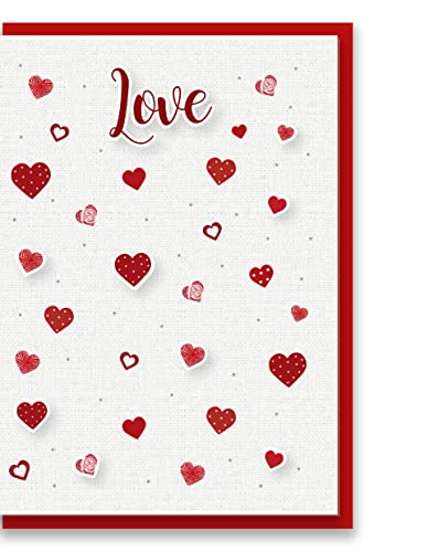 Jonathan Glick Designs - Tarjeta de San Valentín (175 x 126 mm), diseño de corazones flotantes, aniversario de boda, compromiso