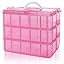 BELLE VOUS 3 Tier Pink Transparent Plastic Stackable Storage Box ...