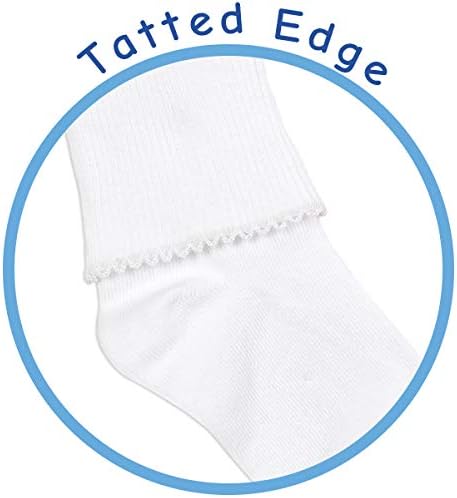 Jefferies Socks Girls Seamless Tatted Edge Lace Cotton Dress Turn Cuff Socks 3 Pair Pack - Image 4