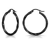 Hoops & Loops Sterling Silver 2mm Twist Small Round Hoop Earrings