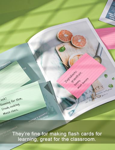 image for MSKKSM Pink Index Cards 4x6 Inch - 160 Pack, Ruled Index Flash Cards f