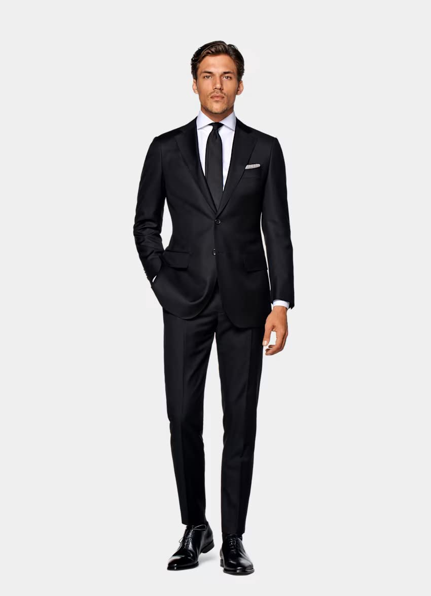 Uomo Vestito Due Pezzi Set Notch Risvolto Monopetto Pulsante Smoking (Jacket + Pants)