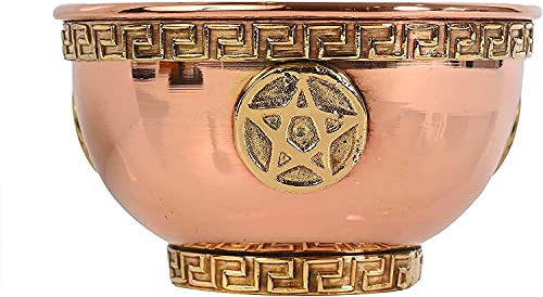 Pentagram Copper Offering Bowl 3", Great for Altar use, Ritual use, Incense Burner, smudging Bowl, Decoration Bowl, offering Bowl - New Age Imports, Inc. (Pentagram)