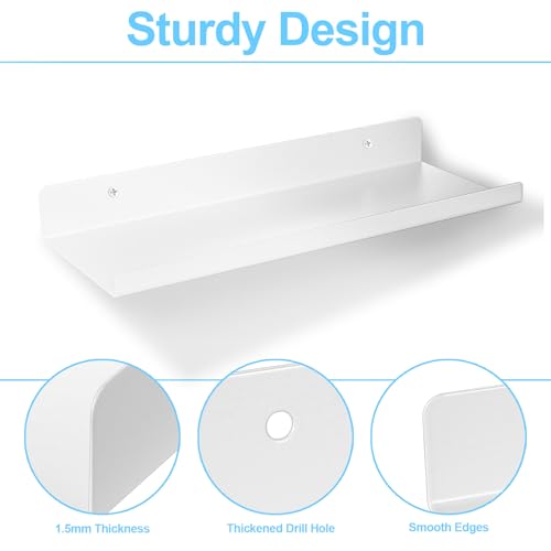 QJKEJI Petites Etagere Murale Blance, Petite Étagère Murale Etagere Blanc, Tablette Étagère Flottante Suspendue pour Salle de Bain Chambre à Couche Cuisine Bureau, 30x11.5x3.5 cm – vue 4