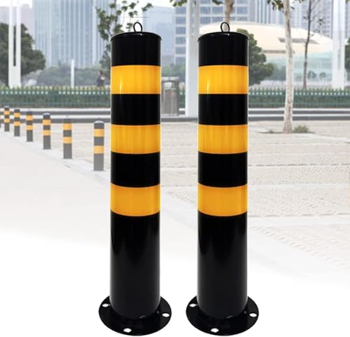 Bornes de stationnement en métal robustes – Poteaux de sécurité réfléchissants pour une meilleure protection des allées et des sites industriels, barrière extérieure durable contre les intrusions de
