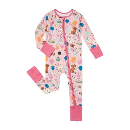 Teach Leanbh Unisex Baby Bamboo Viscose Pajamas with Mittens and Feet Cuffs Soild Printing 2 Way Zipper Long Sleeve Romper
