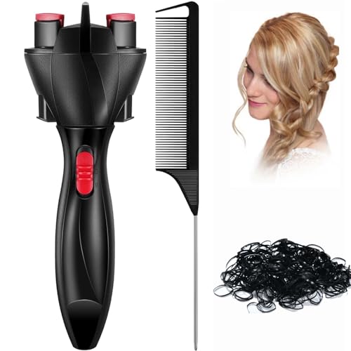 Automatic Handheld Hair Braiding Machine – Electric Twister and Braider Machine for Quick & Easy DIY Styling, USB Charging (Black-USB)