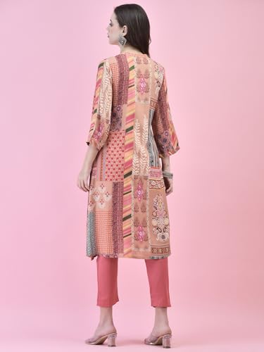 Image of Shree Women Liva (Rayon) White Floral Print Kurta