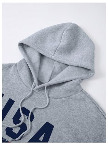 Gorglitter Men'S American Flag Print Hoodie Hooded Sweatshirts Causal Long Sleeve Drawstring Pullover Tops Light Grey Large thumb #2