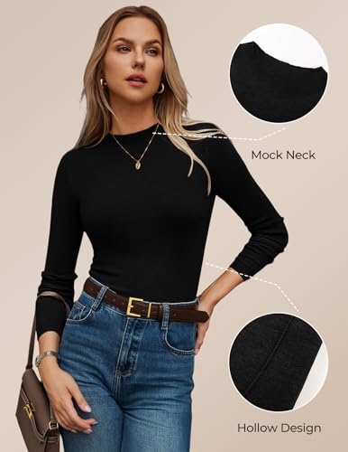 GRACE KARIN Merino Wool Sweaters for Women Mock Neck Base Layer Long Sleeve Soft Fitted Pullover Sweater2