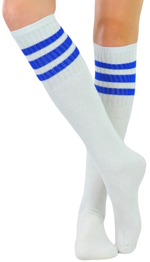 Image of ToBeInStyle Unisex Knee High Cotton Tube Athletic Thick Socks w /Stripe Top