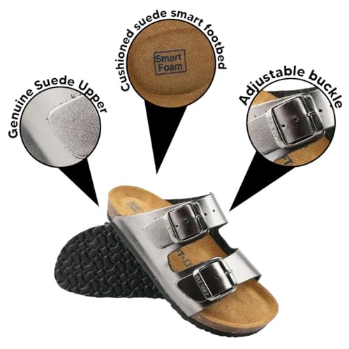 Image of Kids' 100% Genuine Leather Sandals - Comfortable Smart Foam Footbed, Adjustable Straps, Durable Non-Slip Sole and Stylish