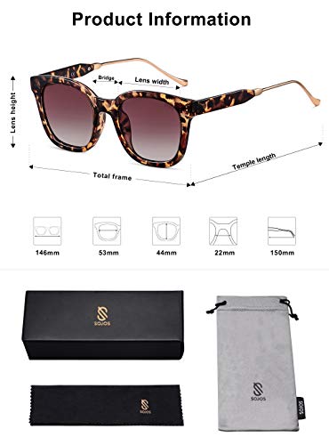 Sojos Classic Square Polarized Sunglasses Womens Mens Retro Trendy Shades Uv400 Sunnies Sj2050, Leopard/Purple #TOP4