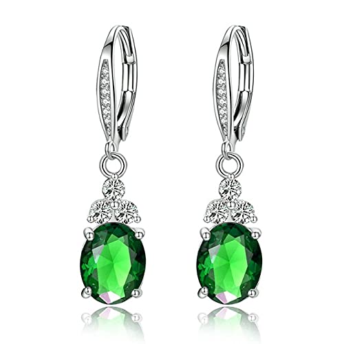 Boucles d'oreilles émeraude LAMGUL en argent 925 et pierres ovales