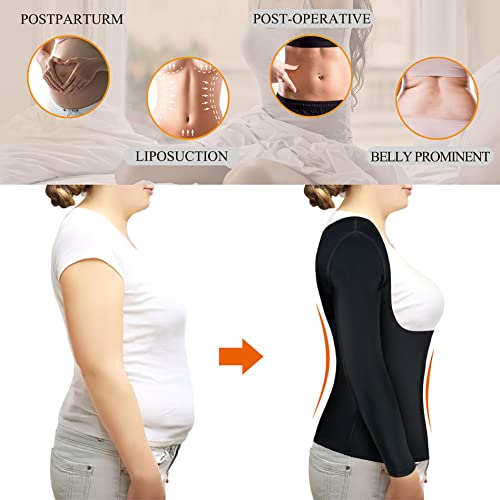 Bafully Women Compression Shapewear Tops Long Sleeves Waist Trainer Vest Underbust Tummy Control Body Shaper