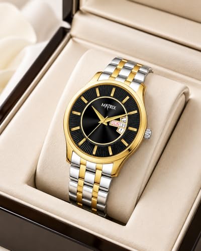 Image of Matrix Luxury Style Men's Analog Watch | Two Tone Chain Strap Watch with Day Date Feature | for Men & Boys