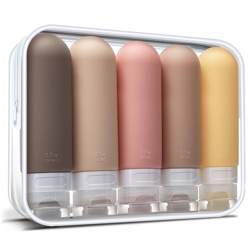 3oz Travel Bottles for Toiletries,5 Pack,Brown Pack