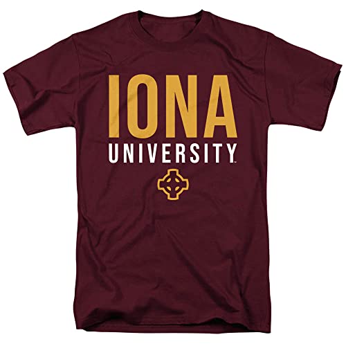 Iona College Official Stacked Unisex Adult T Shirt,Maroon, Large