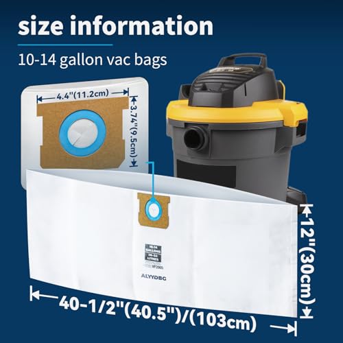 Image of for 2-1 /2 inch Port Shop Vac Bags 10-14 Gallon, Type F 90662 9066200 9066233; Type I 90672 9067200 9067233; VF2005, High Efficiency Disposable Fine Dust Collection Vacuum Filter Bags (5 Pack)