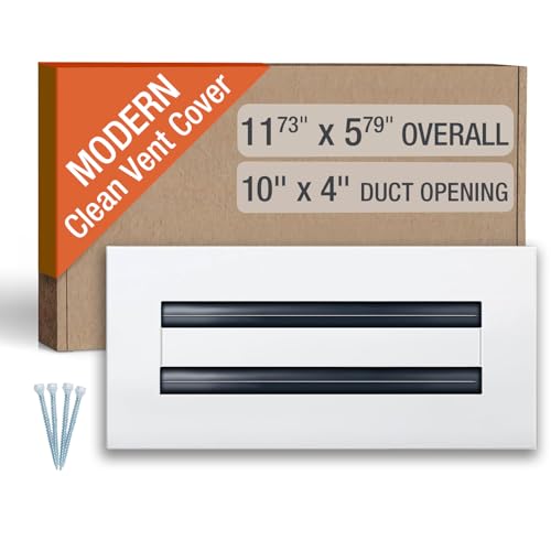 FA-STAR Clean Modern AC Vent Cover 10 x 4 (Duct Opening Cutout) - Decorative White Air Vent - Standard Linear Slot Diffuser - Register Grille for Ceiling, Walls & Floors - All Aluminium