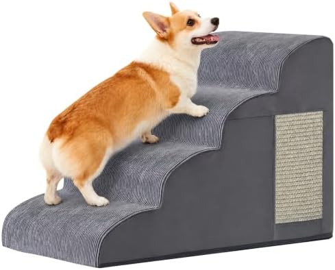 Ahpmeoa Dog Stairs for Small Dogs 19.7" H, Dog Ramp for Bed, 4-St...