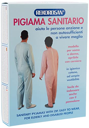 Rekordsan Pijama Antipañal Geriátrico Classic Hombre en Fresco Algodón con 1 Cremallera, Talla 2, Pack de 1