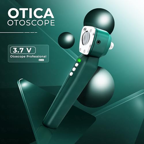 Image of OTICA 3.7V Professional Diagnostic Pocket LED Otoscope | Rechargeable In-Built 3500mAh Battery | Type-C Charging | Adjustable Intensity | 10 Disposable Specula + Spare Glass | 11707 - Green