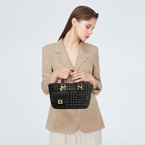 Bolso Tote tejido para mujer, bolso cruzado con asa miniatura 2