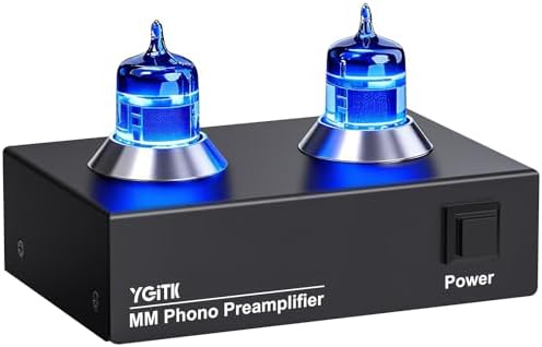 YGiTK Tube Phono Preamp, MM Turntable Preamplifier, 6J2 Vacuum Hi-Fi Headphone Amp for Home Theater/Record Player/Stereo Amplifier/Active Speaker