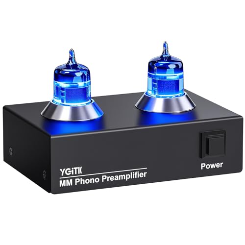 YGiTK Preamplificador de Fono de Válvulas de Vacío para Tocadiscos MM Preamplificador de Giradiscos Audio Hi-Fi Stereo con Interfaz Chapada en Oro para Altavoces Computadora