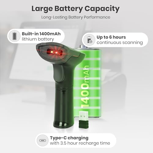 Image of LAPCARE 2D Wireless 2.4G+ Bluetooth Barcode Scanner BIS Approved, Handheld 2 D Type C Charging Barcode Reader Optical Laser High Speed for POS System Supermarket,Upto 50M Range,1400Mah Battery