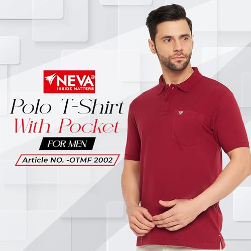 Image of NEVA Men's Regular Fit Half Sleeve Polo Neck T-Shirt with Chest Pocket