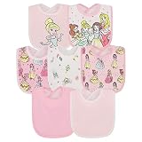 Disney Princess 7-Pack Magical World Baby Bibs, Lightweight Feeding Teething & Drooling Infant and T