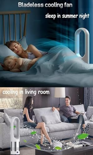 Ventilador De Torre Caliente Y Frío Con Purificador De Aire, Ventilador Portátil Sin Aspas De 18 Pulgadas Con Temporizador De 8 Horas, 8 Velocidades,oscilación De 80°, Ventiladores Pie blue - imagen 4