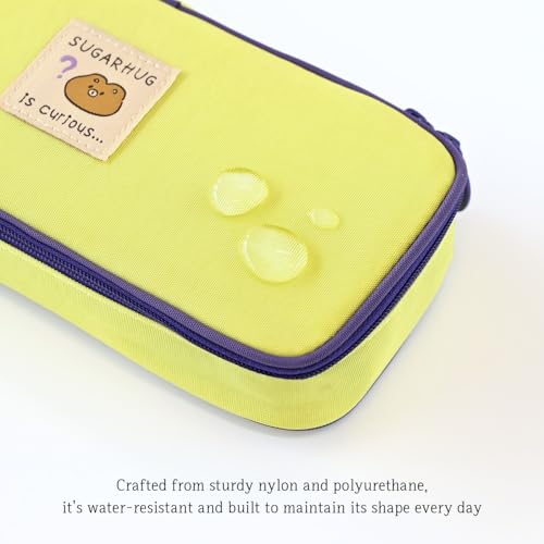 Image of Monolike Unmatched Friends Standard Pencil Case, Blue - Water-Resistant Nylon Pencil Case, Large Capacity Pen Pouch, Aesthetic Stationery Organizer for School Office