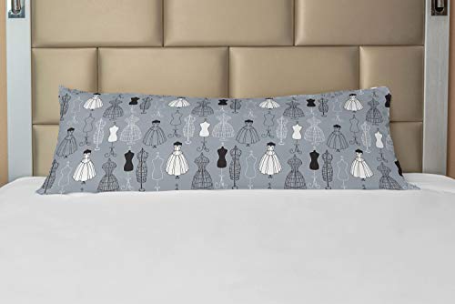 Ambesonne Fashion Body Pillow Case Cover with Zipper, Haute Couture Mannequins Sewing Atelier