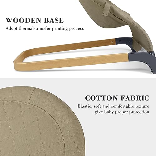 ANGELBLISS Baby Bouncer, Portable Bouncer Seat for Babies, Infants Bouncy Seat with Mesh Fabric, Natural Vibrations (Brown)
