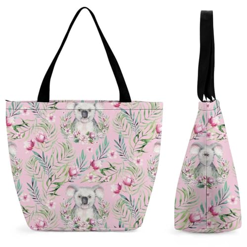 Sac à bandoulière koala et fleur grand format de voyage pour femme tendance