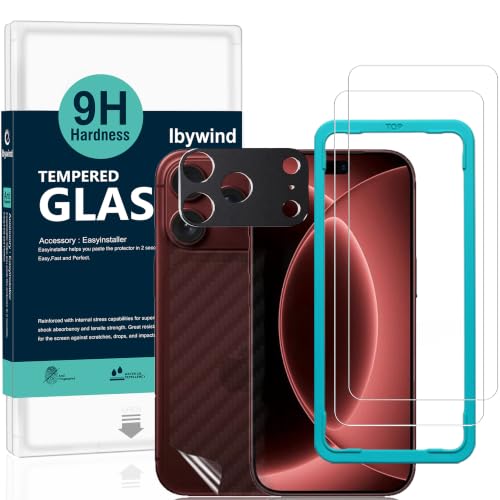 Image of Ibywind for iPhone 18 Pro Max 5G Screen Protector,2-Pack,9H Hardness Tempered Glass with Camera Lens Protector,Easy Installation Tool,Bubble-Free,Fingerprint Unlock,Anti-Shatter,Anti-Scratch