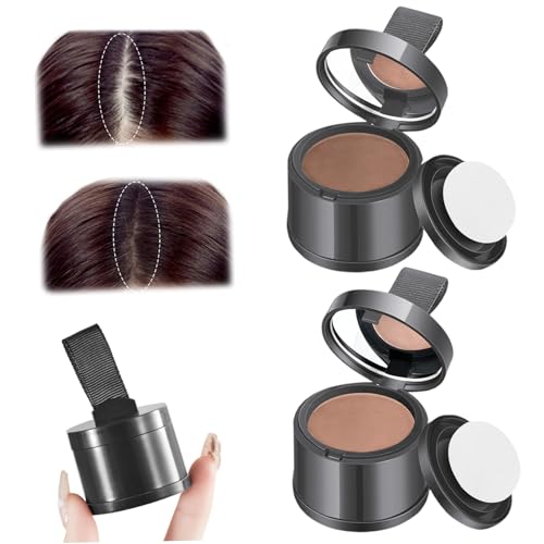 Mascaras Capillaires, 2pcs Root Retouche Poudre des Cheveux pour les Femmes - Marron Foncé & Brun Clair, Correcteur Résistant à l'Eau et la Transpiration