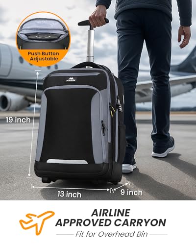 MATEIN Rolling Backpack with Wheels, Flight Approved Anti Theft Rolling Bookbag Fits 17" Laptop, Roller Carry On Luggage Wheeled College School Suitcase Travel Bag with USB Port for Men Women, Black4