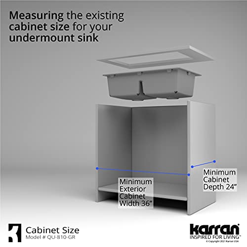 Karran Qu-810 32" Undermount Double Equal Bowl Quartz Kitchen Sink Kit In Grey #TOP6