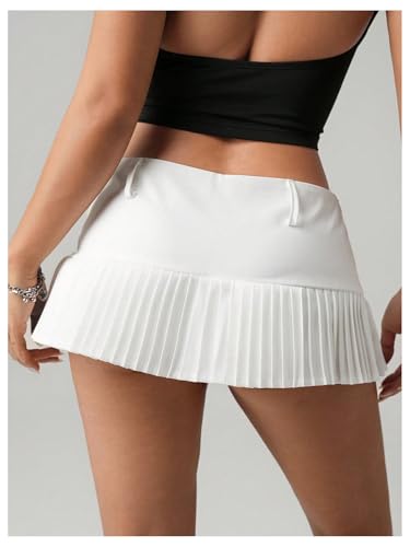 MakeMeChic Women's Summer Y2K Pleated A Line Mini Skirt Drop Waisted Flared Hem Short Skirts2