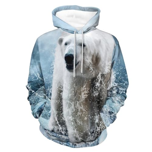 Hoody sweatshirt pull pour homme femme à motif ours polaire manche longue