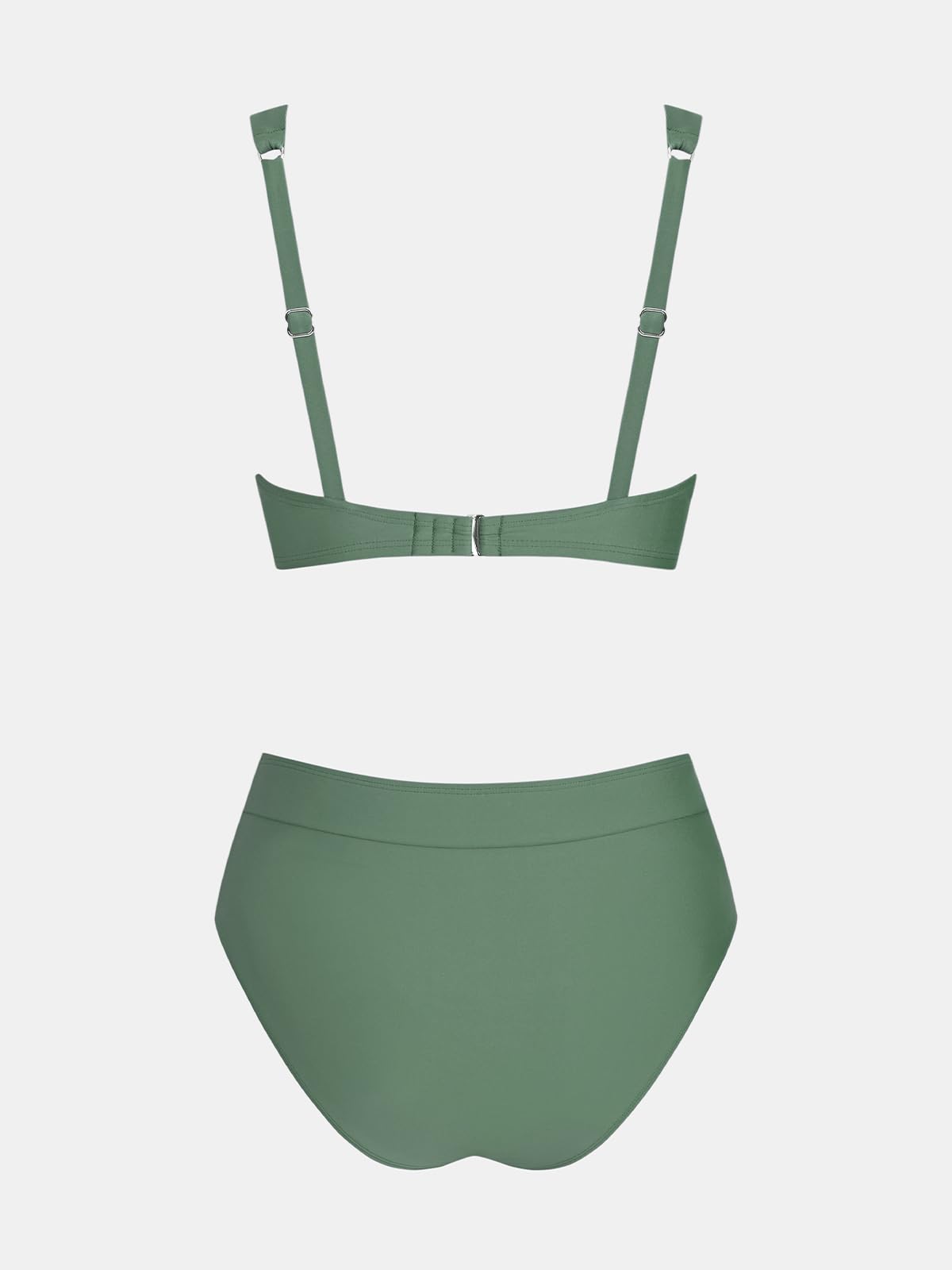 CUPSHE Damskie zestawy bikini dwuczęściowy strój kąpielowy z wysokim stanem kostiumy kąpielowe głęboki dekolt w serek regulowane szerokie ramiączka hak z tyłu