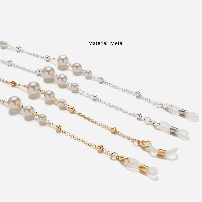 Metal Eyeglass Chain Glasses Strap Pearl Hanging Neck Multi-layer Thickening Electroplating Clip